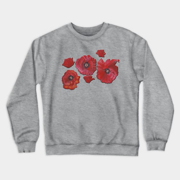 Poppies 2 Crewneck Sweatshirt by nastiaart